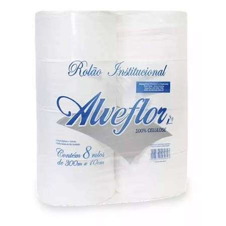 Papel Higiênico Rolão 8X300 Alveflor 100% Celulose
