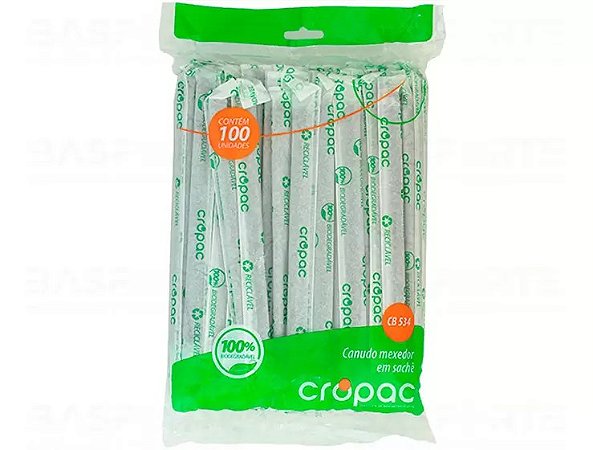 Canudo Biodegradável Colher CB534 Preto Pacote com 100 unidades Cropac -  Prudenplástico | Loja de Embalagens em Presidente Prudente