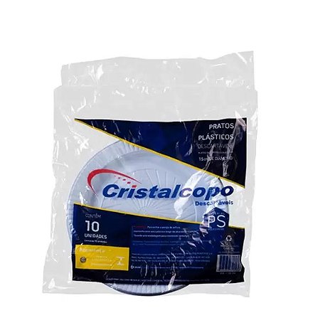 Prato Plástico Branco 15CM Cristalcopo