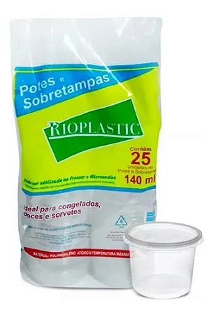 Pote Plástico Redondo 140ml Rioplastic Pacote com 25 unidades