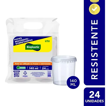 Pote Plástico Redondo 140ml Rioplastic Pacote com 24 unidades