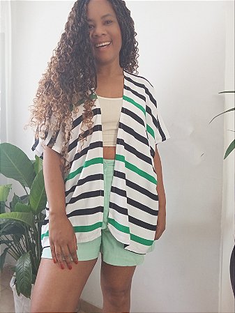 Kimono básico listra verde