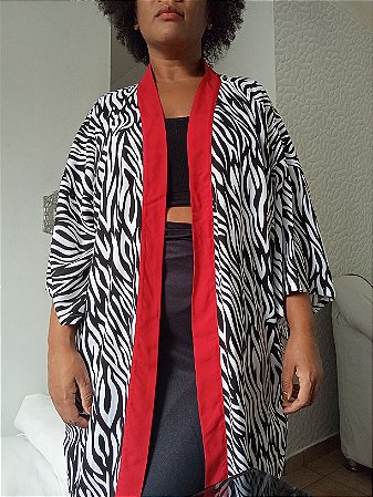 Kimono Oversized Zebra Red