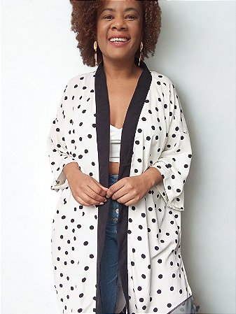 Kimono Oversized Poá Branco