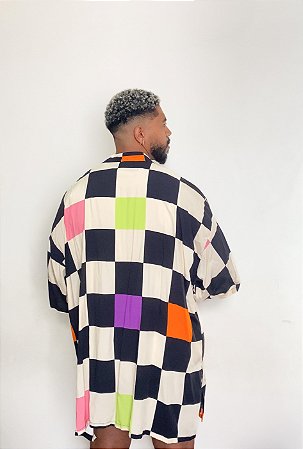 Kimono Oversized Xadrez Collor