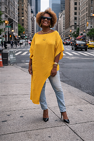 Blusa Assimetrica Ashanti Mostarda