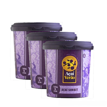 AÇAÍ VERÃO - ORIGINAL - KIT 3 POTES - 1 litro cada