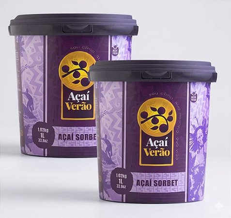 AÇAÍ VERÃO - ORIGINAL - KIT 3 POTES - 1 LITRO cada