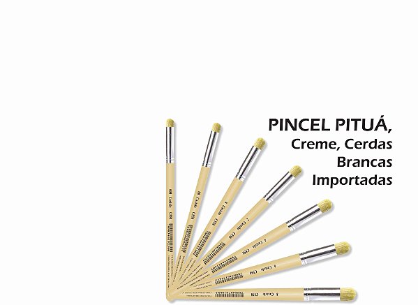 Pincel Pituá nº8 ,  Creme, Cerdas Brancas Importadas