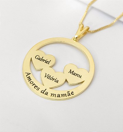 Colar Personalizado Amores da mamãe (Até 3 nomes).