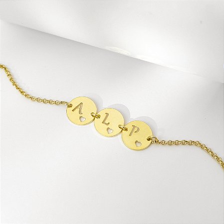 Pulseira Personalizada Medalhinha com inicial .