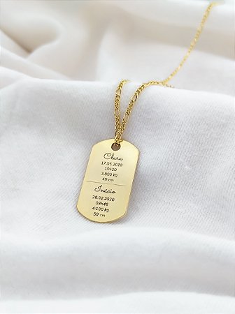 Colar Personalizado Dados de nascimento.