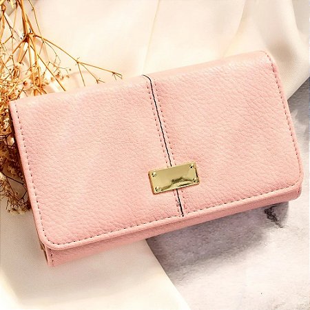 Carteira Feminina Transversal Alto Relevo Porta Cartões Moedas  COR ROSA