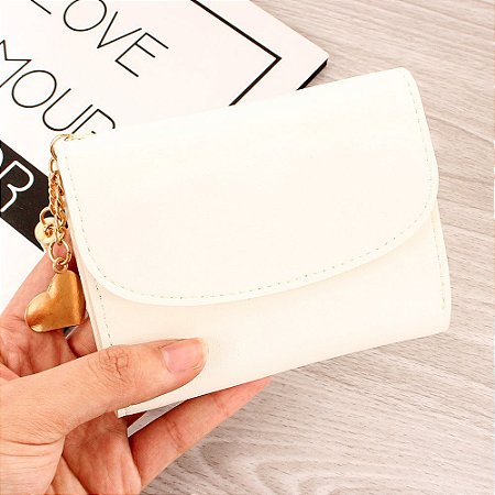 Carteira Feminina Tassel Pingente Corações Porta Cartões - BRANCA