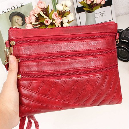 Bolsa Transversal Feminina Em Tressê Bolsos Externos MA6770 - VINHO BCB254