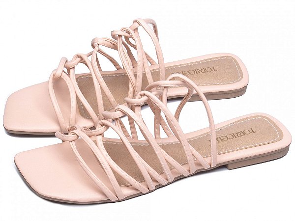 Sandália Rasteira Tiras Finas Entrelaçadas Organza BC1000-59F
