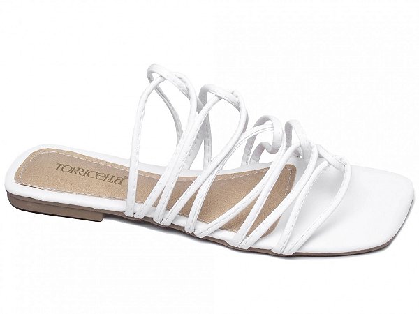 Sandália Rasteira Tiras Finas Entrelaçadas Branco BC1000-59B