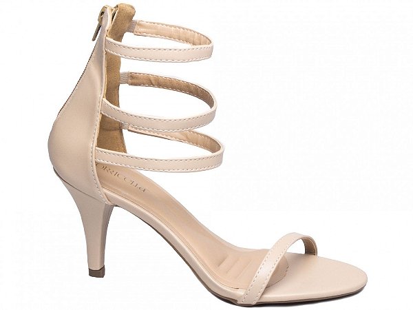 Sandália Salto Fino Torricella Bege 30015b BC300