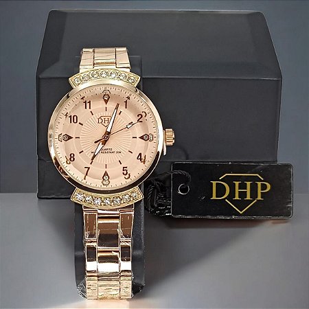 RELOGIO FEMININO ROSE COM STRASS DHP BCR124
