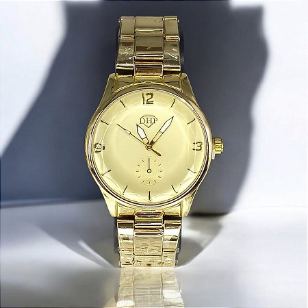 RELOGIO FEMININO DOURADO FUNDO DOURADO DHP BCR125