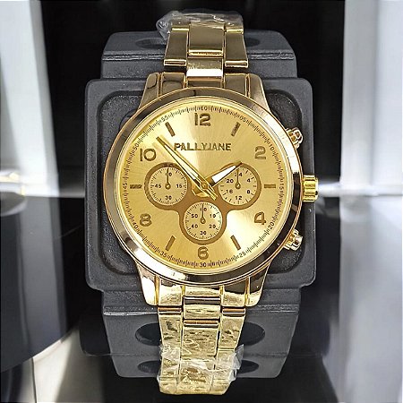 RELOGIO FEMININO DOURADO FUNDO DOURADO PALLYJANE BCR139