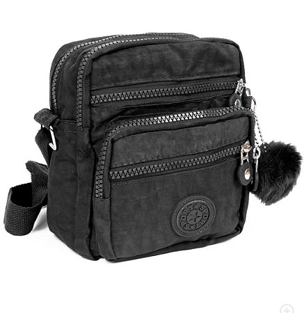 Bolsa Transversal Mini Bag De Nylon Com Pompom PRETO / U