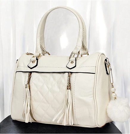 Bolsa Feminina Texturizada Com Alça Transversal E Zíper Frontal U / BRANCO BCB 256