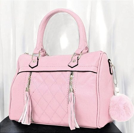 Bolsa Feminina Texturizada Com Alça Transversal E Zíper Frontal ROSA / U BCB255