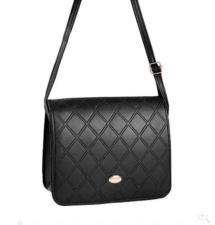 Bolsa Transversal Feminina Com Detalhe Dourado PRETO / U YC243 BCB258