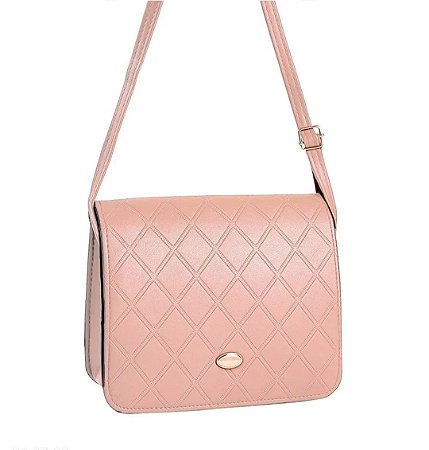 Bolsa Transversal Feminina Com Detalhe Dourado ROSA / U YC243 BCB258