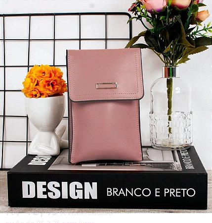 Mini bolsa carteira feminina Rosa com alça transversal