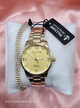 Kit Relógio Pallyjane com Pulseira de stress BCR142