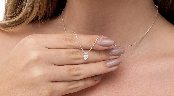 Colar gargantilha prata 925 ponto de luz coracao BCJ405