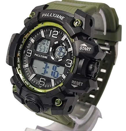 Relogio masculino pulseira de silicone e bisel preto com alarme calendário e luz BCRM05