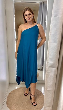 VESTIDO ALÇA ÚNICA AZUL ZIRCON