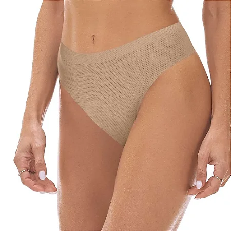 CALCINHA FIO DENTAL RESPIRÁVEL BEGE