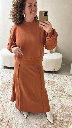 BLUSAO MOLETOM METALIZADO TERRACOTA