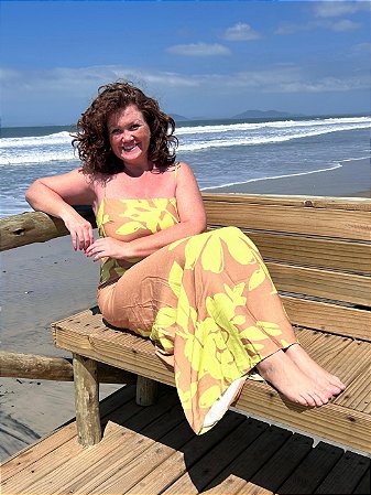 VESTIDO MIDI BEGE ESTAMPA LIMA