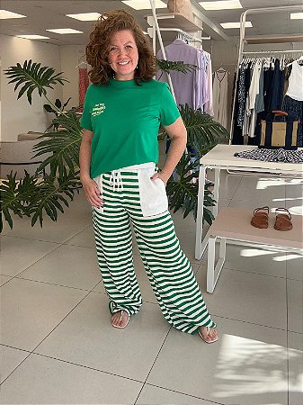 CALÇA PANTALONA MALHA LISTRADA