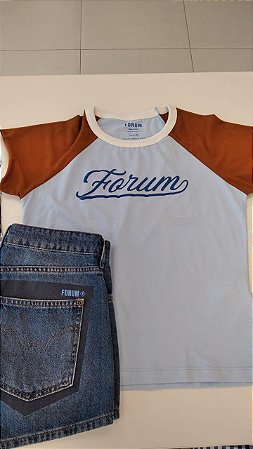 T-SHIRT ESTILO VINTAGE AZUL E CARAMELO