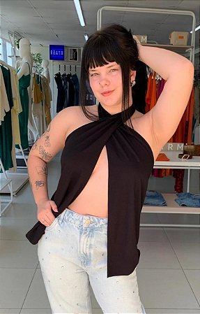 BLUSA EM MALHA TRANSPASSADA