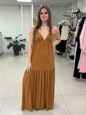 VESTIDO LONGO POLIAMIDA RUFFLE HEM