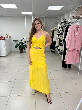 VESTIDO FLUIDO EM VISCOSE AMARELO ENERGY