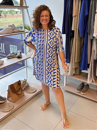 Vestido em Viscose Estampa Solstício