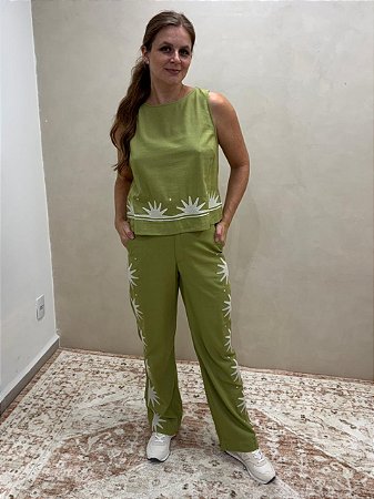 CALÇA EM LINHO BORDADO SPARKS