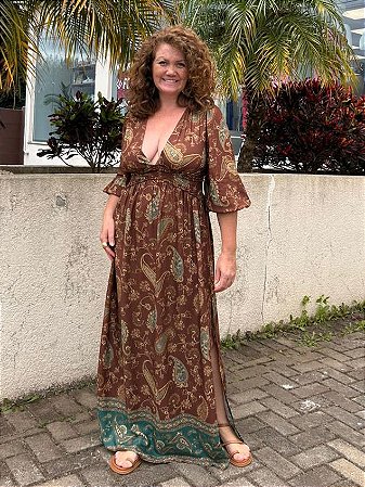 VESTIDO LONGO ESTAMPA CASHMERE