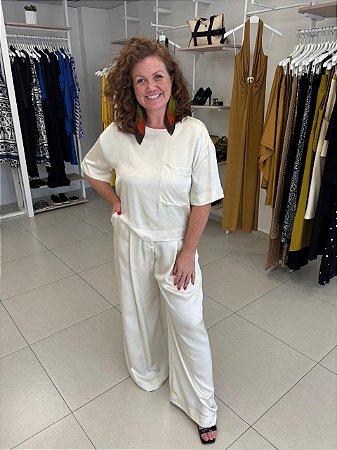 CALÇA ALFAIATADA PANTALONA ACETINADA