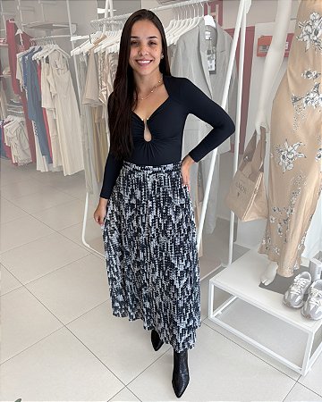 BODY MANGA LONGA DECOTE COM METAL
