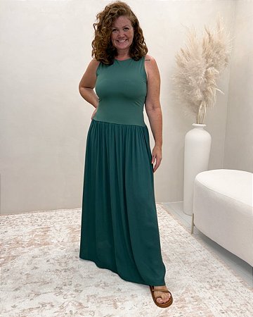 VESTIDO LONGO SAIA FLUIDA COM BOLSOS