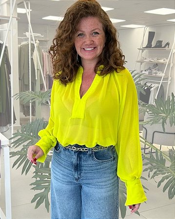 BLUSA FLUIDA EM VOIL NEON